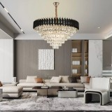 Candelabru Cristal VERSAILLES Supremo 12xE14, Diametru 80cm, Auriu Lucios si Negru, Inaltime Reglabila, Alessandro DESIGN