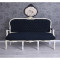 Sofa baroc din lemn masiv alb cu tapiterie din catifea neagra CAT361K49