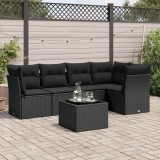 Cumpara ieftin Gossi set mobilier de gradina cu perne, 6 piese, negru, poliratan