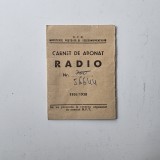Carnet de Abonat Radio: Liuba Antoneta, Ministerul Postelor si Telecomunicatiilor Timisoara, 1956 / 1958