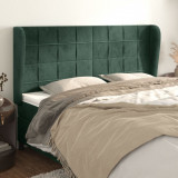 VidaXL Tăblie pat cu aripioare verde &icirc;nchis 203x23x118/128cm catifea