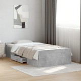 VidaXL Cadru de pat cu sertare, gri beton, 75x190 cm, lemn prelucrat