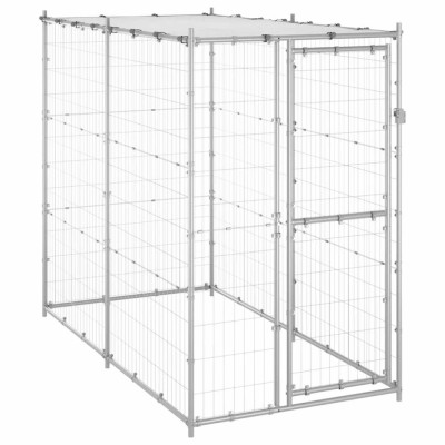 vidaXL Padoc c&amp;acirc;ini de exterior cu acoperiș 110x220x180 cm oțel zincat foto