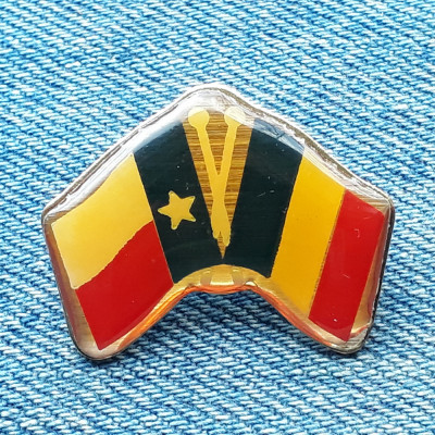 Insigna steaguri Romania Texas USA pin steag SUA - probabil intalnire oficiala foto