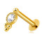 Piercing pentru buză și bărbie din aur galben 585 - zircon rotund transparent cu &icirc;ncadrare decorativă