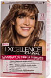 Loreal Paris EXCELLENCE CREME Vopsea de păr permanentă cu amoniac 7.1, 1 buc, L&rsquo;oreal Paris