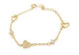 Bratara din Argint 925 Placat cu Aur ,Hearts Sparkle cu Zirconiu