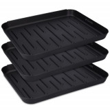 Set 3 Tavi dreptunghiulare incaltaminte, 35 x 27 cm, 46753.01, Negru, Navaris