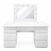 Masa de toaleta/machiaj, alba, cu oglinda si LED-uri, Vanessa old , 130x43x143 cm, Artool
