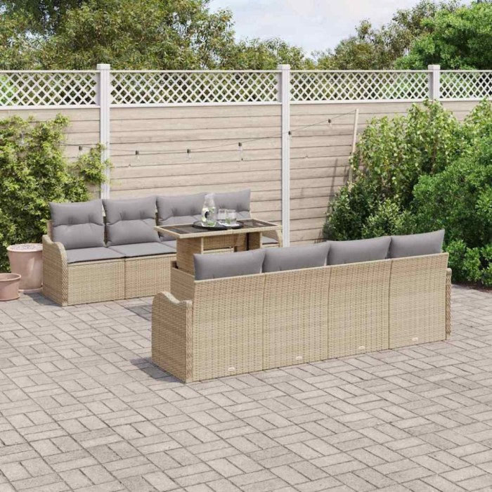 vidaXL Set de canapele pentru grădină 9 pcs Bej 100 x 55 x 73 cm 3357163