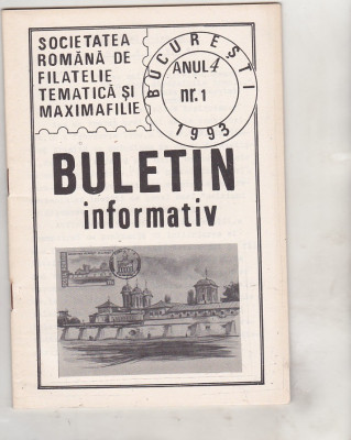 bnk fil Soc. romana de filatelie tematica si maximafilie - buletin info 1/1993 foto