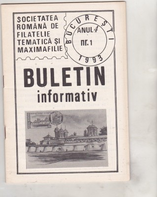 bnk fil Soc. romana de filatelie tematica si maximafilie - buletin info 1/1993 foto