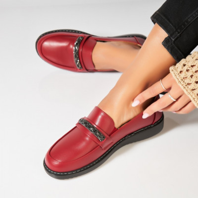 Pantofi dama casual Bordo din Piele Ecologica Ruuka foto