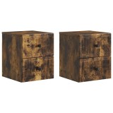 vidaXL Dulap de noapte suspendat 2 pcs Stejar fumuriu Lemn prelucrat 897966