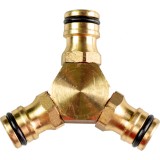 Conector din alama cu 3 cai pentru furtun de gradina Top Garden