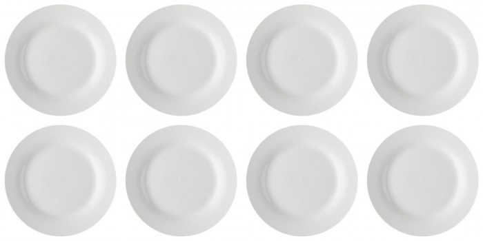 Set farfurii 8 piese pentru Desert, din Portelan, Albe, diametru 15 cm
