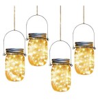 Lampa solara Polux 10 LED tip borcan Sticla Metal Alb Cald IP44 Decor Gradina