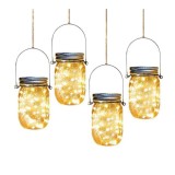 Lampa solara cu 10 LED-uri tip borcan 13.5 x 8 x 7.5 cm Alb Cald