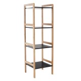 Cumpara ieftin Raft 4 polite din mdf negru si bambus natur Naoko 34x33x110