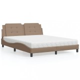 VidaXL Pat cu saltea, Zadar, cappuccino, 160x200cm piele ecologică 3208877