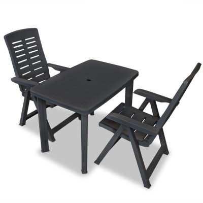 Set mobilier bistro, 3 piese, antracit, plastic foto