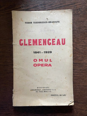 Tudor Teodorescu-Braniste Clemenceau 1841-1929 Omul Opera foto