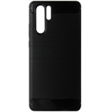 Husa tip capac spate Carbon silicon neagra pentru Huawei P30 Pro