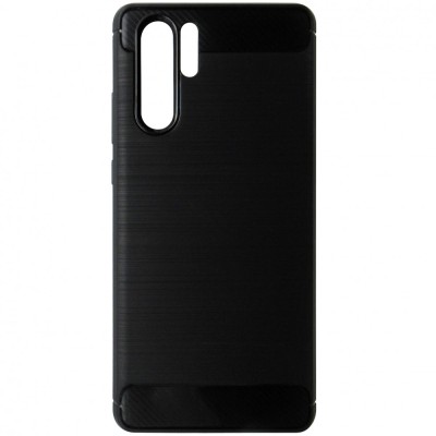 Husa tip capac spate Carbon silicon neagra pentru Huawei P30 Pro foto