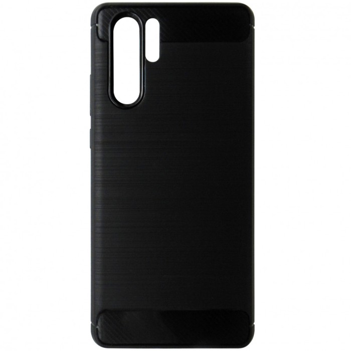 Husa tip capac spate Carbon silicon neagra pentru Huawei P30 Pro