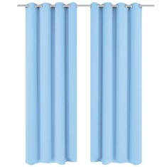 Draperii opace cu oche?i metalici, 2 buc, 135 x 175 cm, turcoaz foto