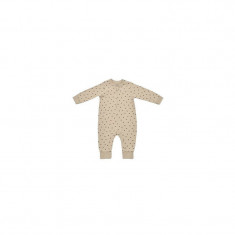 Salopeta cu fermoar si buline Girafa, BabyCosy, 100% bumbac organic, Mink (Marime: 3-6 Luni)