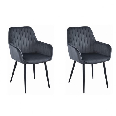 Set 2 scaune bucatarie/living, Artool, solden, catifea, metal, gri inchis si negru, 55x45.5x83.5 cm foto