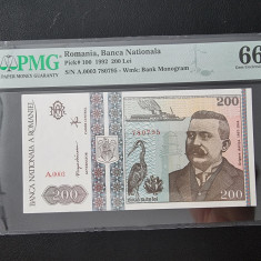 PMG 66 Bancnota gradata 200 lei 1992