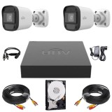 Sistem supraveghere Uniview, 2 camere, 2MP Full HD, Microfon, Infrarosu 20m, DVR, Accesorii montaj incluse SafetyGuard Surveillance