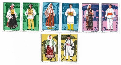 Romania (551) - Costume populare romanesti, 1987 - serie neobliterata, perechi foto