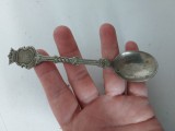 Linguriță Vintage ALPACA &ndash; Model Heraldic cu Coroană &ndash; Placată Argint