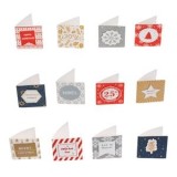 Set Felicitări de Crăciun Autocolante, 12 Modele Diferite, 5.5x6cm, 24 Bucăți, CMCLASS