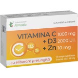 Vitamina C 1000mg + Zinc 10mg + D3 2000UI 30cpr cu eliberare prelungita