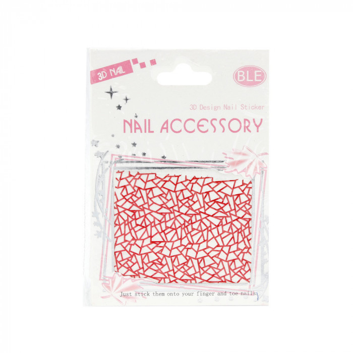 Tatuaj decor unghii 3D, Nail Accessory, rosu