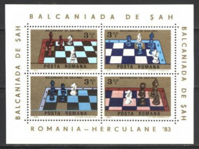 Romania 1984 - BALCANIADA DE SAH HERCULANE, BLOC DE 4 nestampilat, AE2 foto