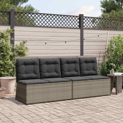 vidaXL Bancă de grădină cu pernă Gri Rattan poli 3394469 foto
