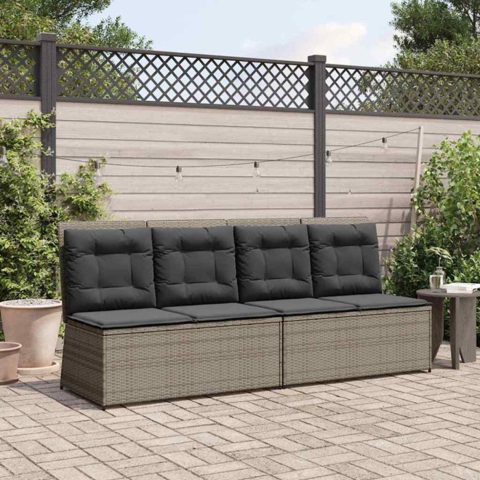 vidaXL Bancă de grădină cu pernă Gri Rattan poli 3394469