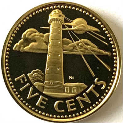 BARBADOS 5 CENTS 1975 PROOF foto