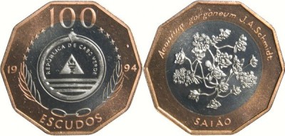 Cabo Verde 1994 - 100 escudos, bimetal, UNC foto