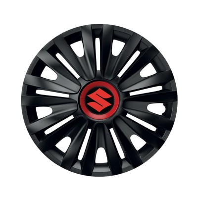 Set 4 capace roti Negre Cu Inel Rosu Royal R14 pentru gama auto Suzuki foto