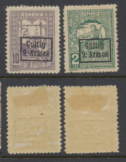 1917 Germania Ocupatia ROMANIA 2 timbre ajutor sursarj Armata a 9-a neuzate