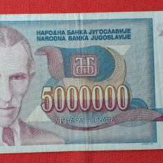 5.000.000 Dinara anul 1993 Bancnota 5 MILIOANE dinari - Iugoslavia - Jugoslavije