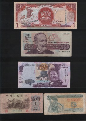 Set 5 bancnote de prin lume adunate (cele din imagini) #27 foto