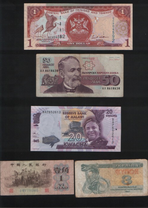 Set 5 bancnote de prin lume adunate (cele din imagini) #27