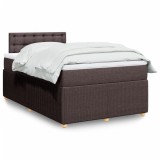 VidaXL Pat box spring cu saltea, maro &icirc;nchis, 120x190 cm, textil